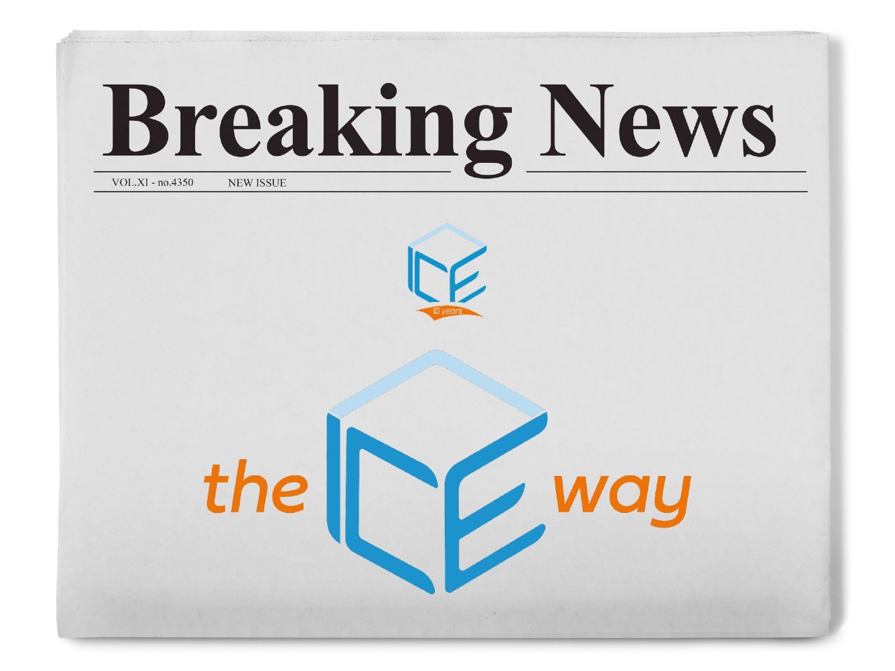 A newspaper with the headline Breaking News plus ICE & theICEway logos: IT News Round-up Jan 2022