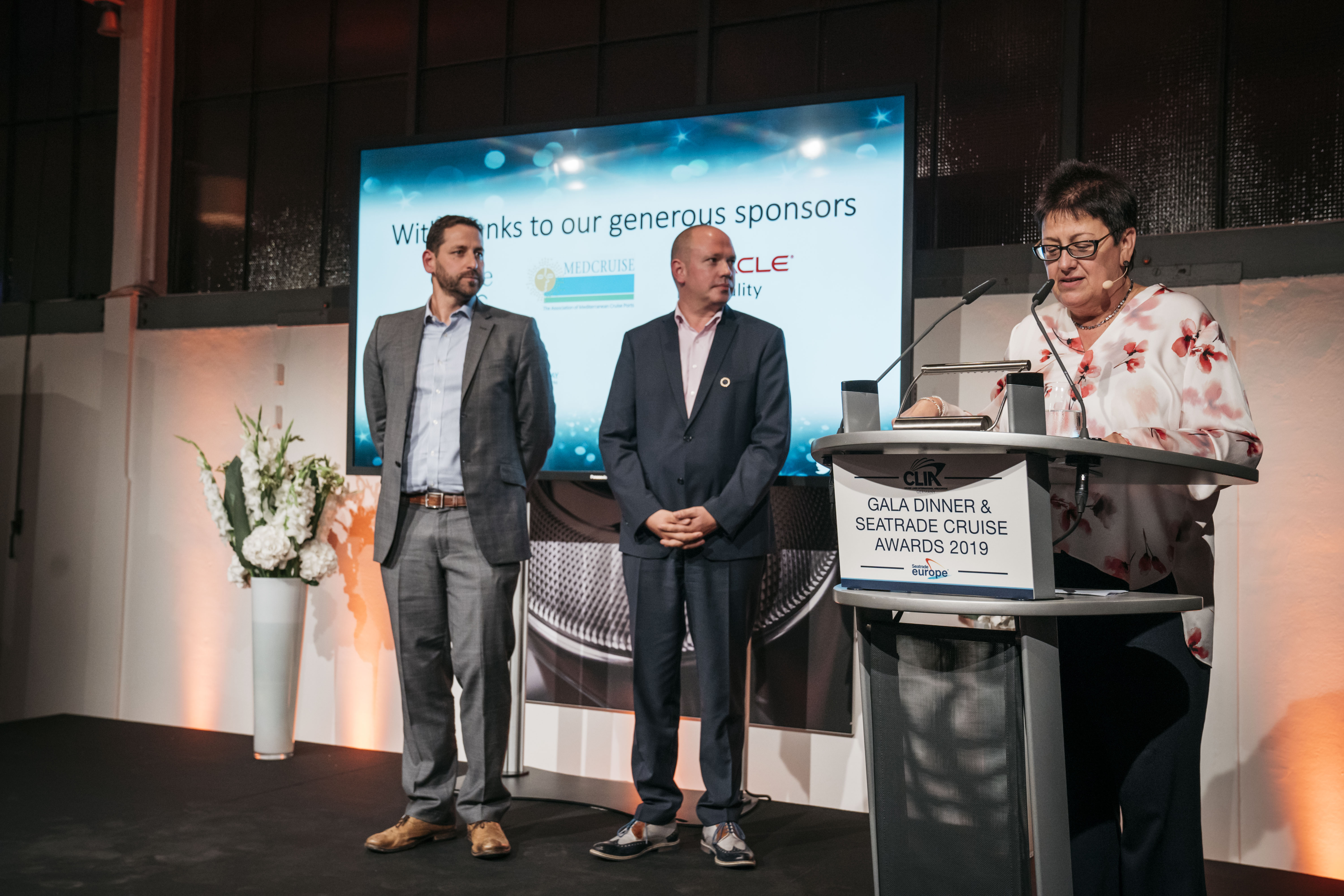 L-R Ian Richardson, CEO & Co-founder, TheICEWay, Ingo Soerensen, Area VP, Global Cruise Sales, Oracle Hospitality and Mary Bond, Group Director, Seatrade Cruise